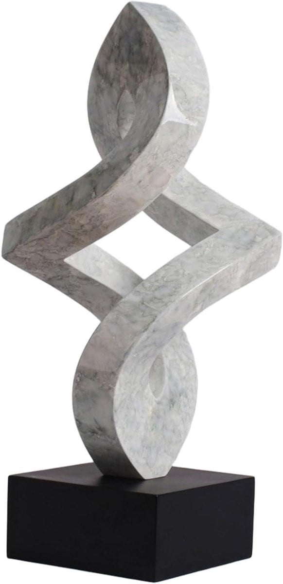 Abstracte Kunst Sculptuur Marmer Zwart - Handgeschilderd Uniek Design - Hoogte: 37 cm