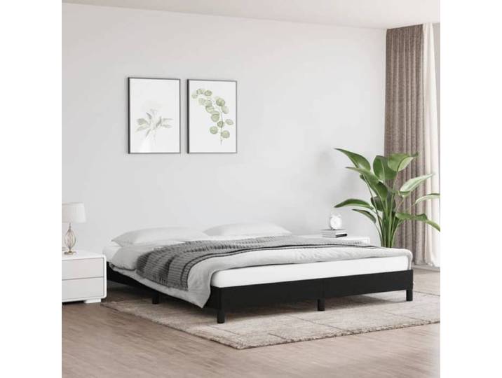 Noir Cadre de lit sans matelas noir 160x200 cm tissu - Lit chambre H13902