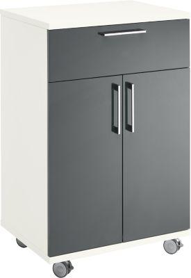 Mobiler Catering-Schrank mit Flügeltüren, B 650 x T 480 x H 1000 mm, weiß/graphit