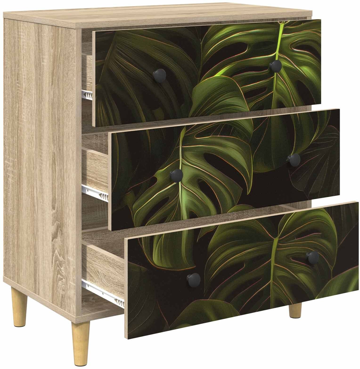 vidaXL Commode ELBURG Impression de feuille de palmier Sonoma