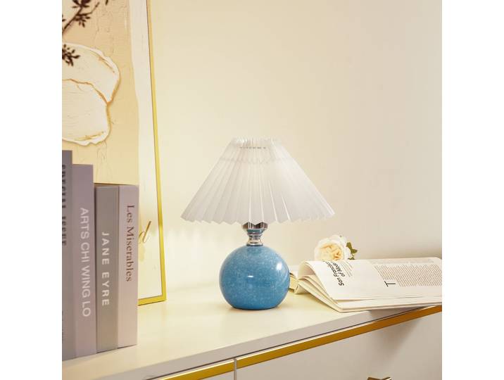 Kerimi Tischleuchte Blue/White - Lindby - Wohnzimmer - Skandinavisch - Keramik - Mit Schirm