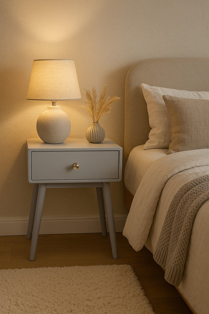 Hykkon Fritz 40 cm W Bedside Table Grey 48cm H X 40cm W X 30cm D
