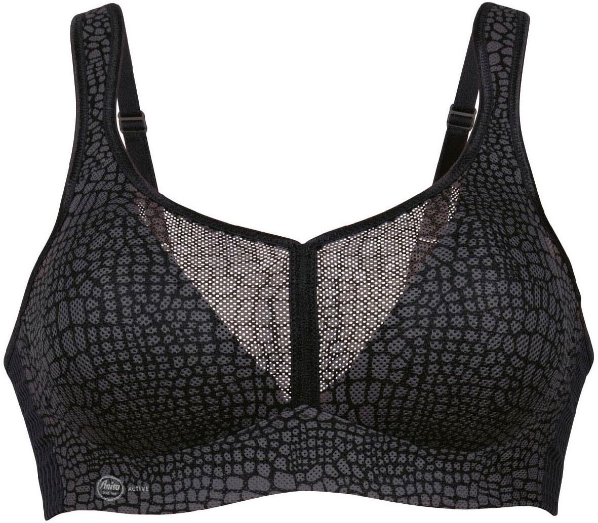 Sport-BH ANITA ACTIVE "Air Control Deltapad", Damen, Gr. 75, Cup D, grau (orinoco), Netz, Obermaterial: 49% Polyamid, 39% Polyester, 12% Elasthan, Mesh, Netz, bedruckt, durchscheinend, gemustert, matt, Basic, regular fit, BHs Sport-BH, doppellagige Cups, 