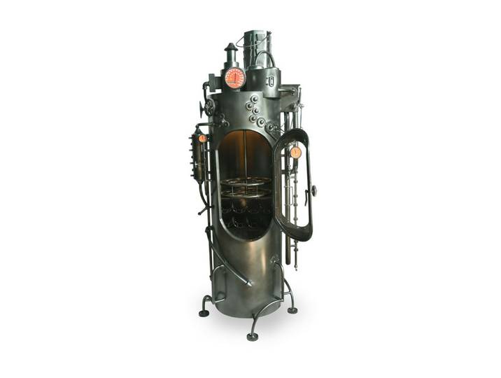 moebelfaktor Weinregal SteamVault, Steampunk-Design mit Zahnrädern und Manometern