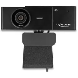 Delock USB UHD Webcam mit Mikrofon 4K 30 Hz 110° Blickwinkel und Stativ (8.30 Mpx), Webcam, Schwarz