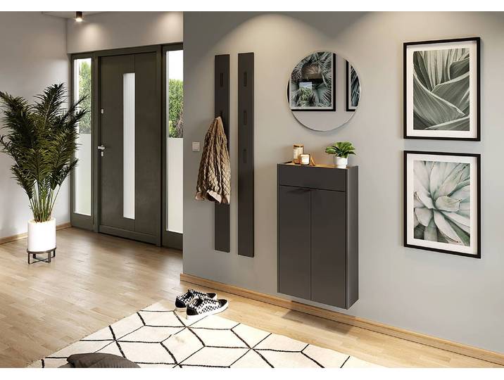 Meuble à chaussures Ameca 56 cm 56 x 97 x 22cm Gris/Graphite