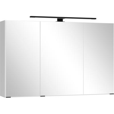 Badezimmerspiegelschrank WELLTIME "CADIZ, gedämpfte Scharniere", weiß, B:100cm H:64cm T:20cm, Holzwerkstoff, Schränke, Rundumsicht, dank besonderer Klapptechnik