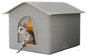 Inspired Living WeatherShield Insulated Outdoor Cat House & Small Pet Shelter basic Grey 36x36x43cm