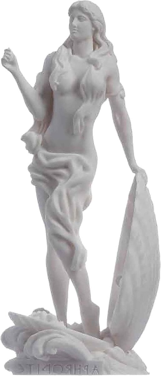 Handgemaakt Alabaster Aphrodite Standbeeld Griekse Godin Blauwgroen Hoogte: 18 cm