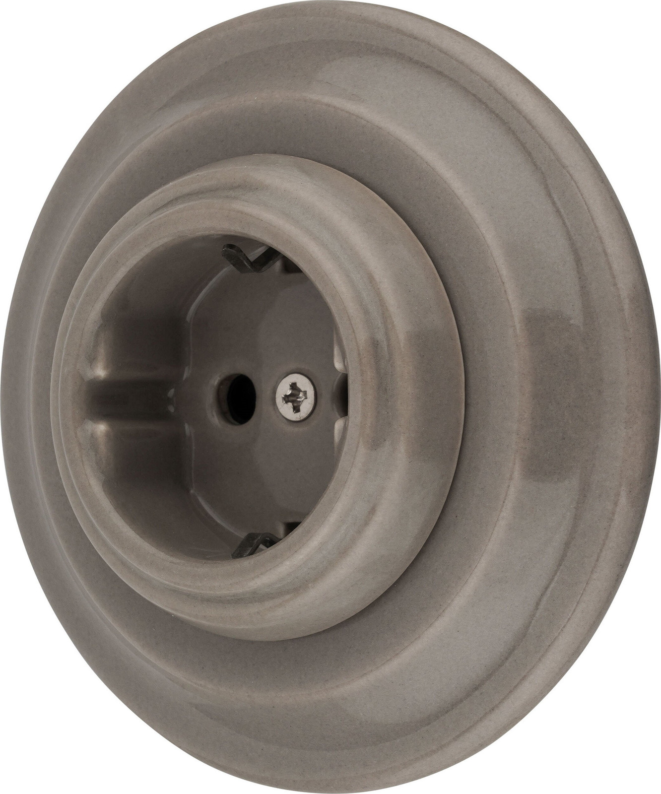 ADAKAT Inbouwstopcontact PR1 Retro Porselein Type I Grijsbeige