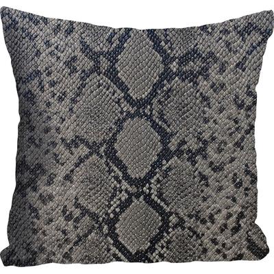Dekokissen QUEENCE "Stefan", grau (grau, bedruckt), B:40cm L:40cm, Polyester, Dekokissen_Sitzkissen_Kissenhüllen, Kissenhülle,Schlangenhautmuster,Tierisch,Exotisch,Wild
