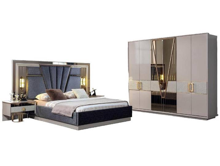 Xlmoebel Komplettschlafzimmer Möbelbett-Set mit elegantem Design und hochwertiger Ausstattung, (Schlafzimmer Set 4tlg (Bett + 2x Nachttische + Kleiderschrank), Hergestellt in Europa