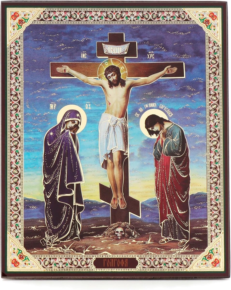 Houten Icoon Christelijk Beeld Orthodoxe Stijl 10 x 12 cm