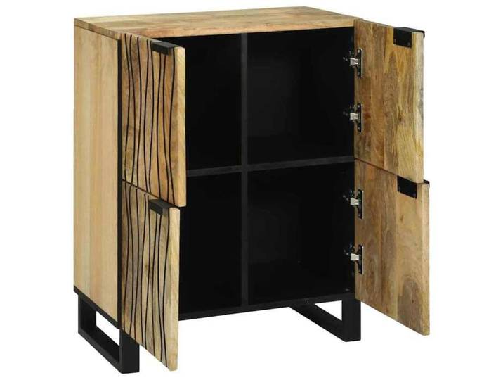 Buffet en bois de manguier - GKO - 60x33x75 cm - Marron - 4 portes - Assemblage requis - Style rustique