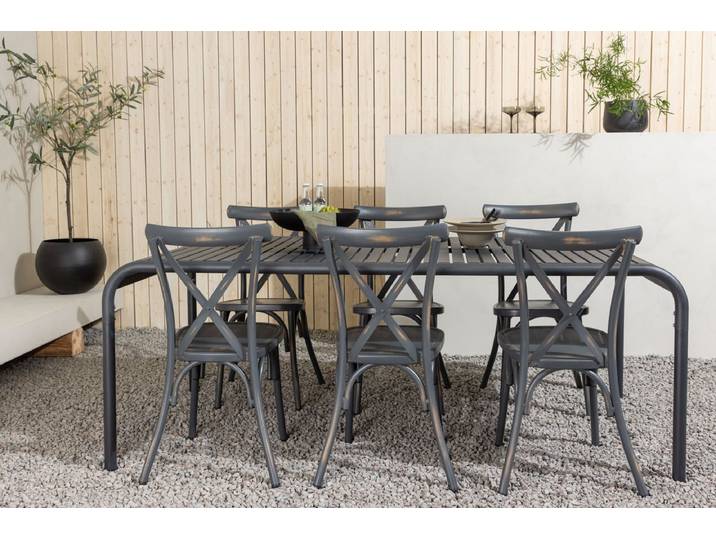 Garten Essgruppe Canggu – 7-teiliges Gartenmöbel-Set aus Aluminium - 200x100 cm - Luxusbetten24