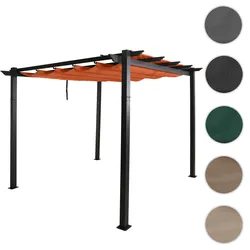 Aluminium Pergola HWC-N93, Gartenpavillon Pavillon Garten, stabiles 8cm-Gestell Schiebedach UV50+ 3x3m ~ terrakotta