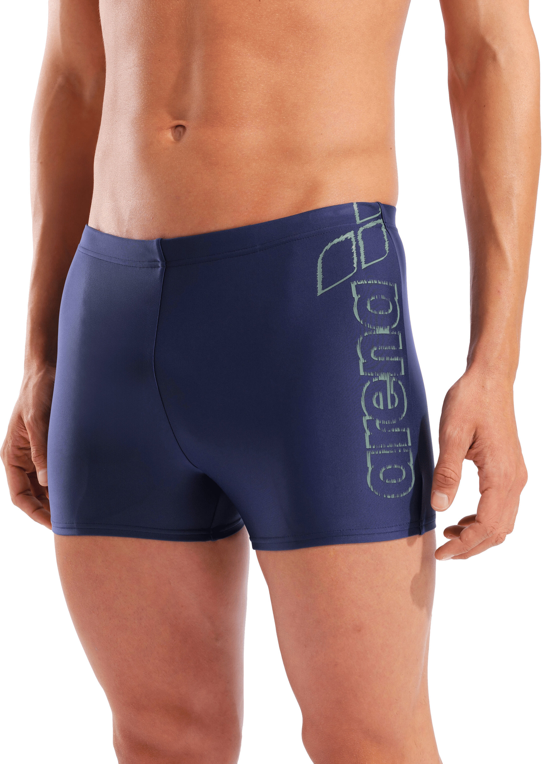 Badehose ARENA "MEN'S ARENA SCRATCHY SWIM SHORT", Herren, Gr. 4 (S), N-Gr, blau (navy, sage), Obermaterial: 80% Polyamid, 20% Elasthan, Badehosen Badehose navy, sage 4 (S), N-Gr