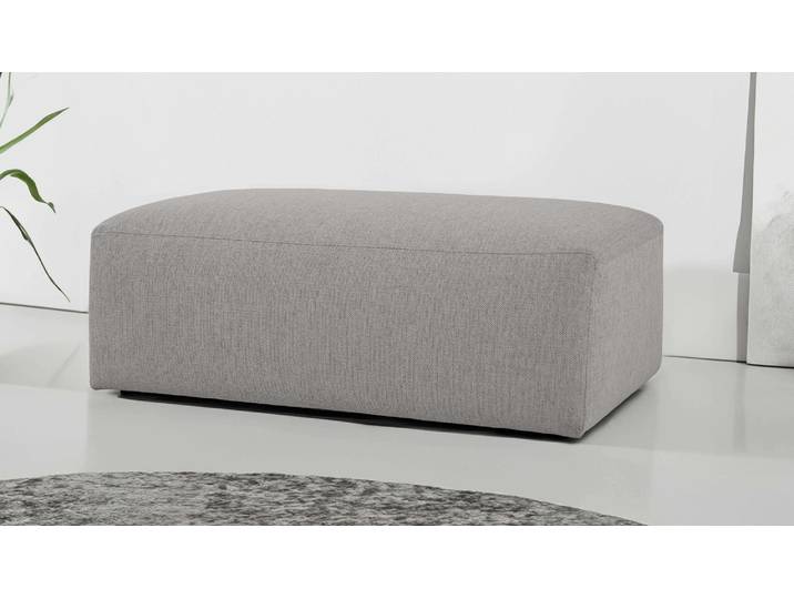 Polsterhocker INOSIGN Koa , grau (warm grau), B:114cm H:44cm T:61cm, 62% Polypropylen, 32% Polyester, Hocker, Polsterhocker, Wellenunterfederung, weicher Lounge-Sitzkomfort