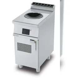 WOK-Induktions-Digital-Glaskeramik-Kochfeld. Rahmen aus rostfreiem Stahl. Abmessungen 40x70,5 h90 cm. Modell PCIW-74ETD