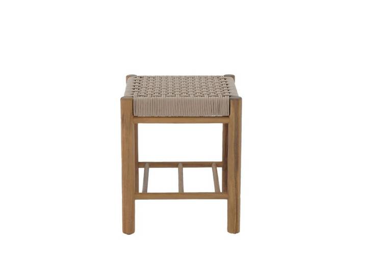 Tabouret intérieur et extérieur AVI en bois d'acacia et corde beige