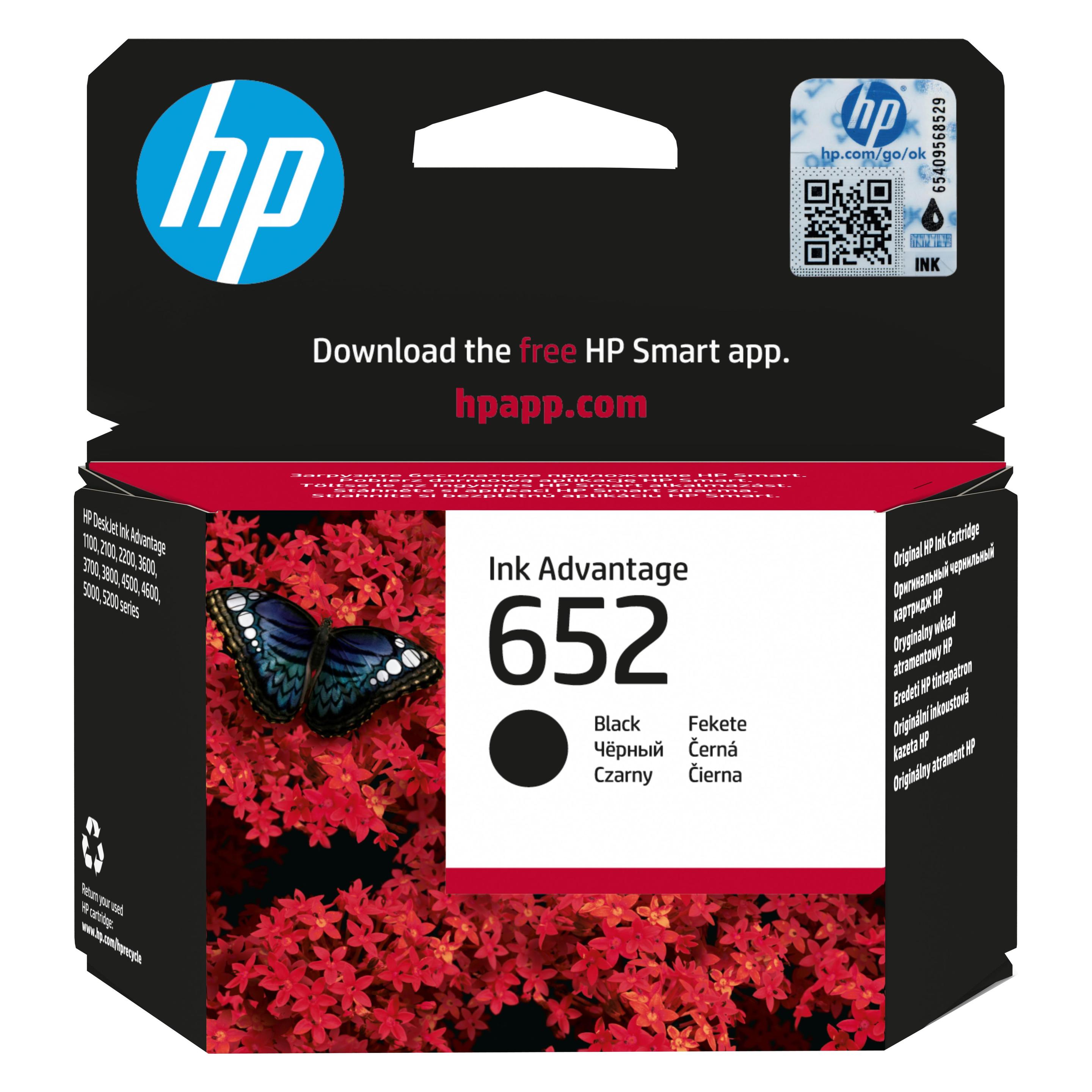 HP 652 Black Original Ink (F6V25AE)