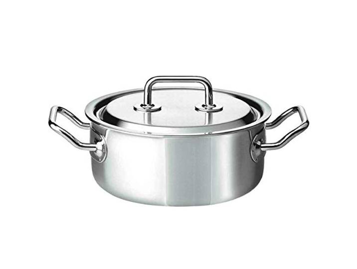 Spring Brigade Premium Bratentopf mit Deckel, 5-Lagen-Edelstahl Kasserolle, 18/10 Edelstahlkern, induktionsgeeignet, backofenfest, spülmaschinenfest, Innenskala, optimale Wärmeverteilung