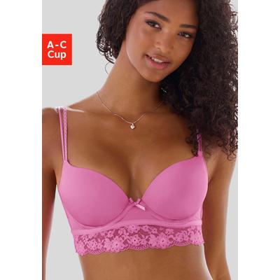 Push-up-BH VIVANCE "Anisa", Damen, Gr. 70, Cup C, pink, Microtouch, Obermaterial: 60% Polyamid, 35% Polyester, 5% Elasthan, BHs Push-up-BH, mit Bügel und Spitze entlang der Unterbrust, sexy Dessous
