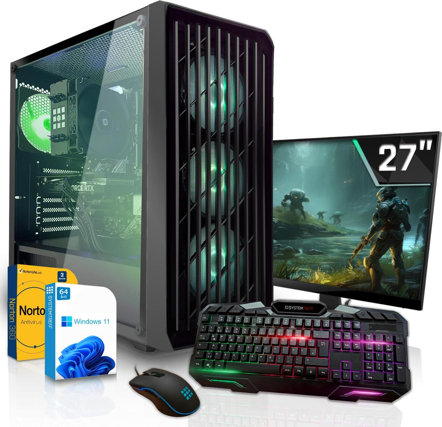SYSTEMTREFF Gamer Komplett-Paket - Core i7-13700F - Nvidia GeForce RTX 3050 6GB - 16GB DDR5 - 500GB NVMe - 27 Zoll Monitor - Desktop PC