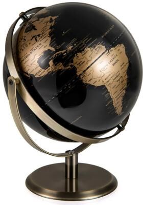 Costway 9-Inch Metallic Black World Globe with Metal Stand-Golden