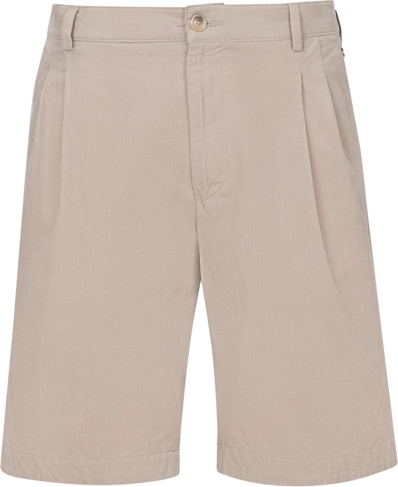 Bermudas BUGATTI, Herren, Gr. 44, Normalgrössen, beige (30, beige), 100% Baumwolle, unifarben, loose fit, Hosen Bermudas, Premium-Cord 30, beige 44, Normalgrössen