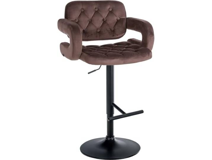 CLP Barhocker Dublin Mit Samt-Bezug I Höhenverstellbar Farbe braun Material Gestell Metall matt schwarz