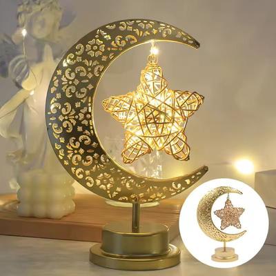 Inspired Living Elegant Iron Moon & Star Orb Table Lamp LED Decorative Ambient Light star