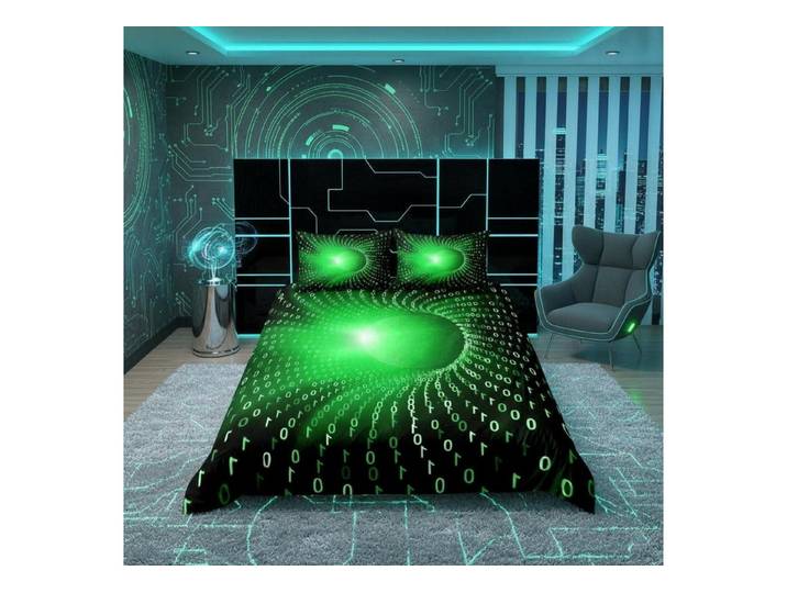 LuxusKollektion Jugendbettwäsche Bettwäsche Set 200x200cm Psychedelisch Grün