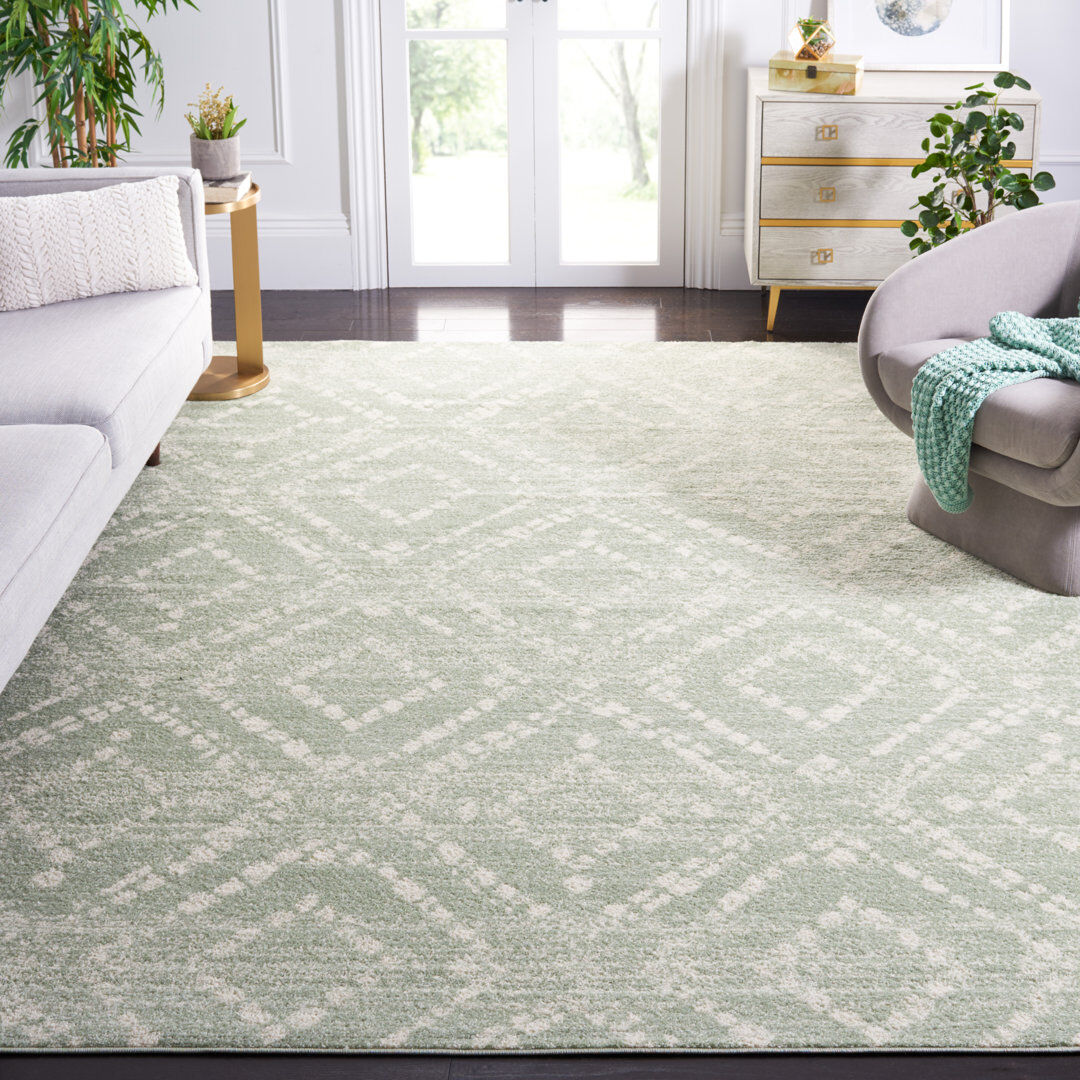 Brayden Studio Adirondack Area Rug In Green / Ivory Green / Ivory Rectangle 244 x 305 cm