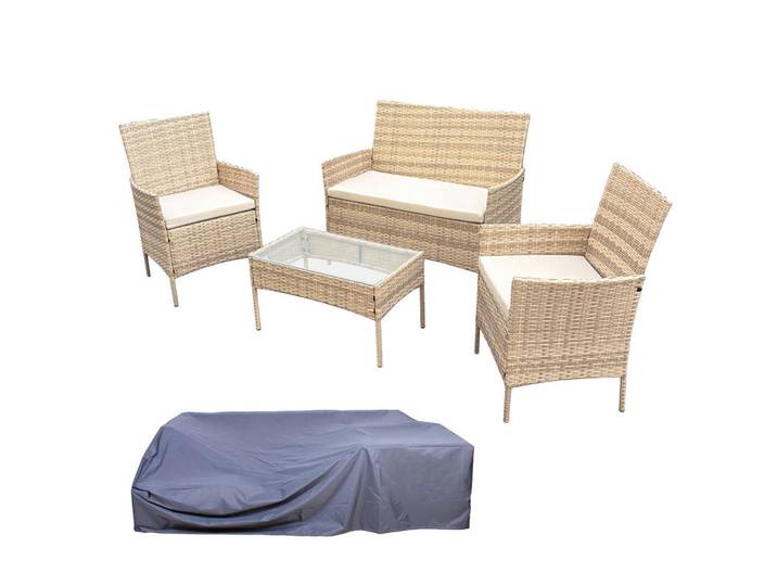 Svita Sitzgruppe Brooklyn Beige, Metall, rechteckig, Gartenmöbel, Gartengarnituren, Gartenmöbel-Sets