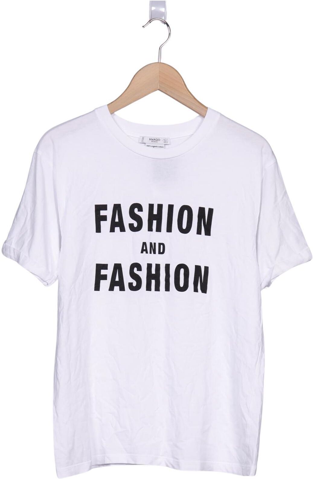 Mango Damen T-Shirt, Weiß, Gr. M, Baumwolle - Second Hand