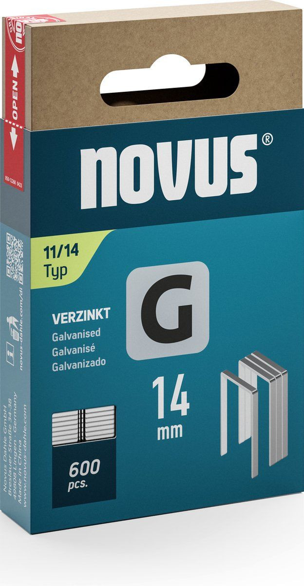 Novus Tools 042-0799 Nieten Type 11 met platte draad van 1.25 mm, 600 stuks (14 mm x 10.6 mm)