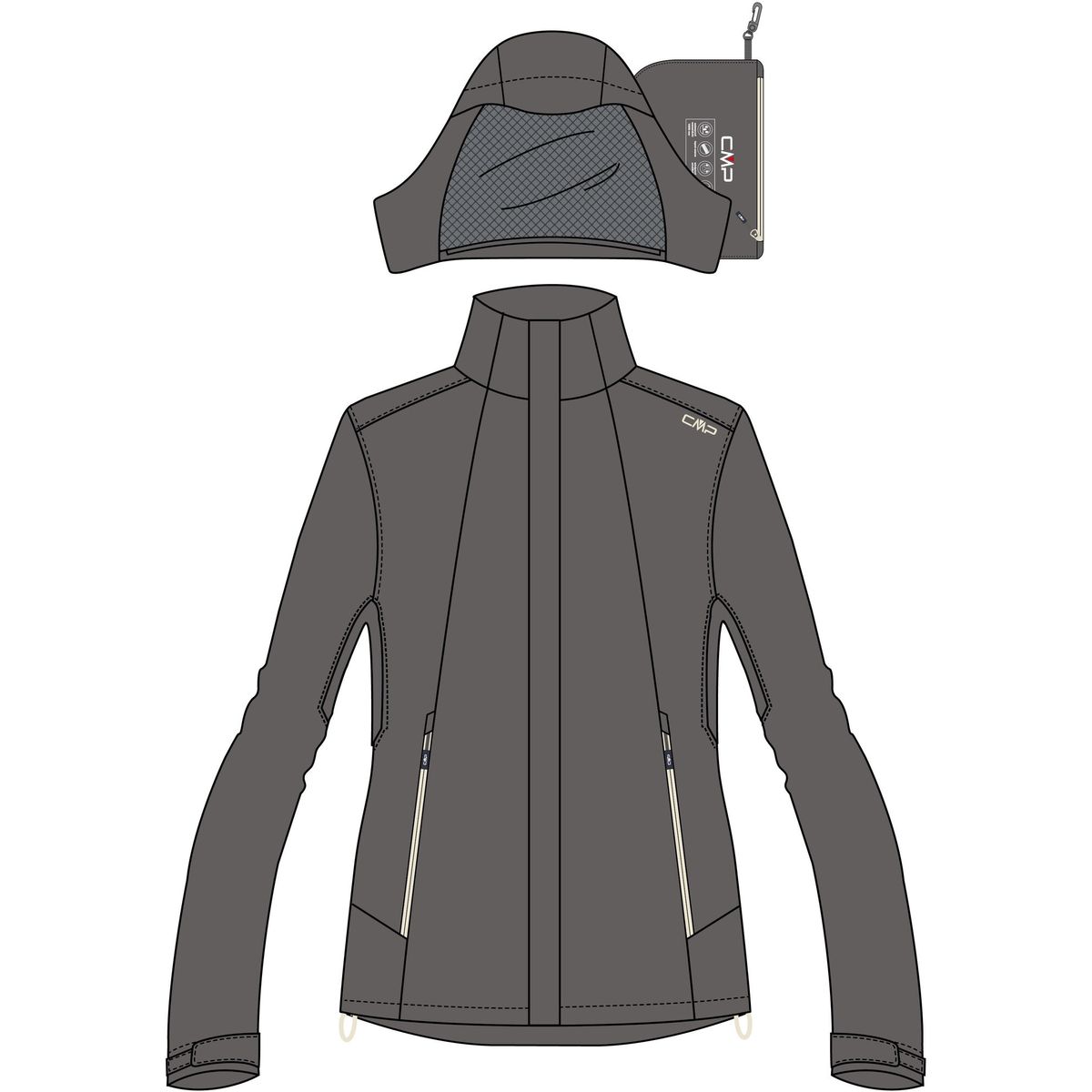 CMP Woman Jacket Zip Hood With Ventilation terra (Q955) 44 32X5826-Q955-44