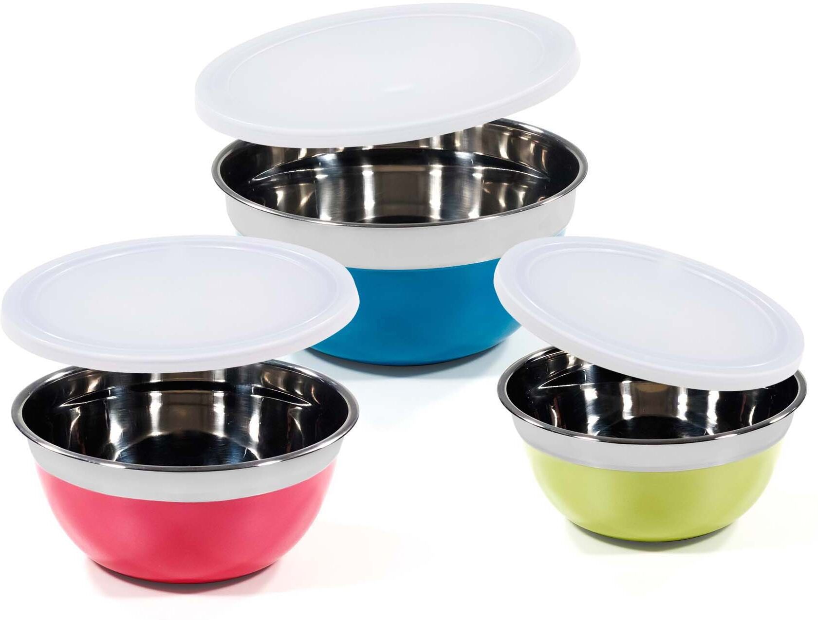Schüssel KING "AROMI", bunt (blau, grün, rosa), Edelstahl, Schüsseln, Schüssel, ineinander stapelbar