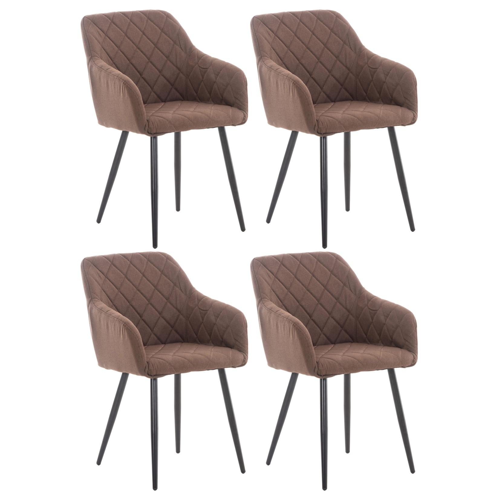 CLP 4er Set Esszimmerstuhl Shila Stoff - Farbe: braun, Material: Stoff