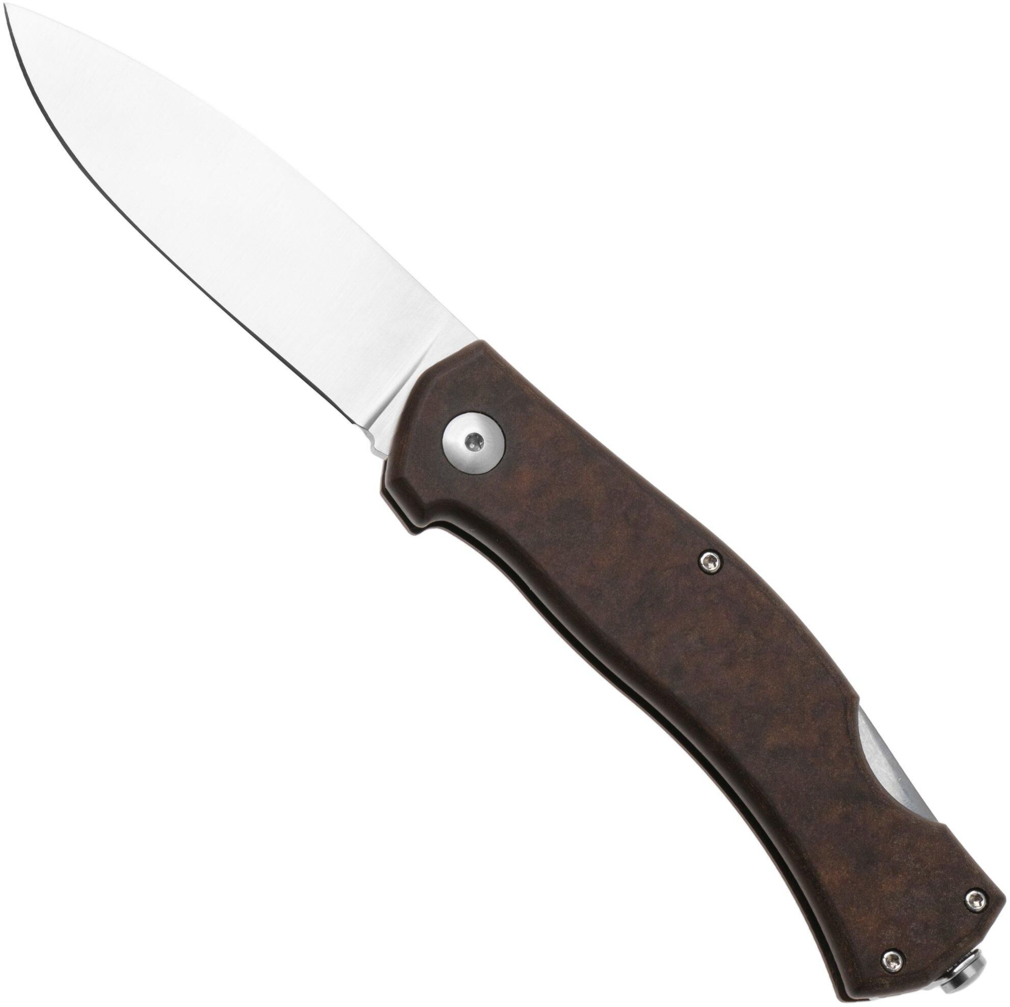 Nóż składany Casström Lars Fält EDC 17040, Satin 14C28N, Coffee Brown Richlite