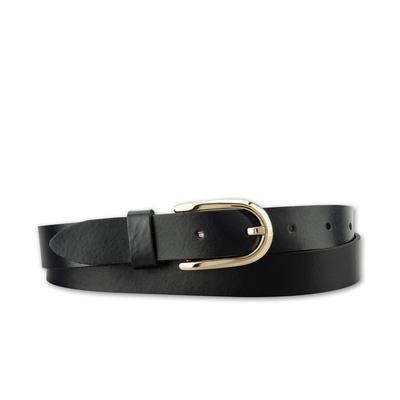 Ledergürtel BERND GÖTZ "Ledergürtel im schmalen Stil mit Goldschließe", Damen, Gr. 85, schwarz, Rindsleder, Gürtel Ledergürtel
