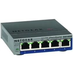 Netgear GS105E Managed Switch 5 Port Gigabit Ethernet LAN Switch Plus (Netzwerk Switch Managed, IGMP, QoS, VLAN, lüfterlos, robustes Metallgehäuse), Grau