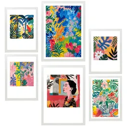 POSTER Set Mit 6 Blumig Und Auffällig Matisse A3 & A4 Weißer Rahmen