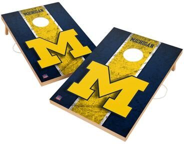 Skip's Garage Vintage Michigan Wolverines 2x4 Tailgate Cornhole Boards