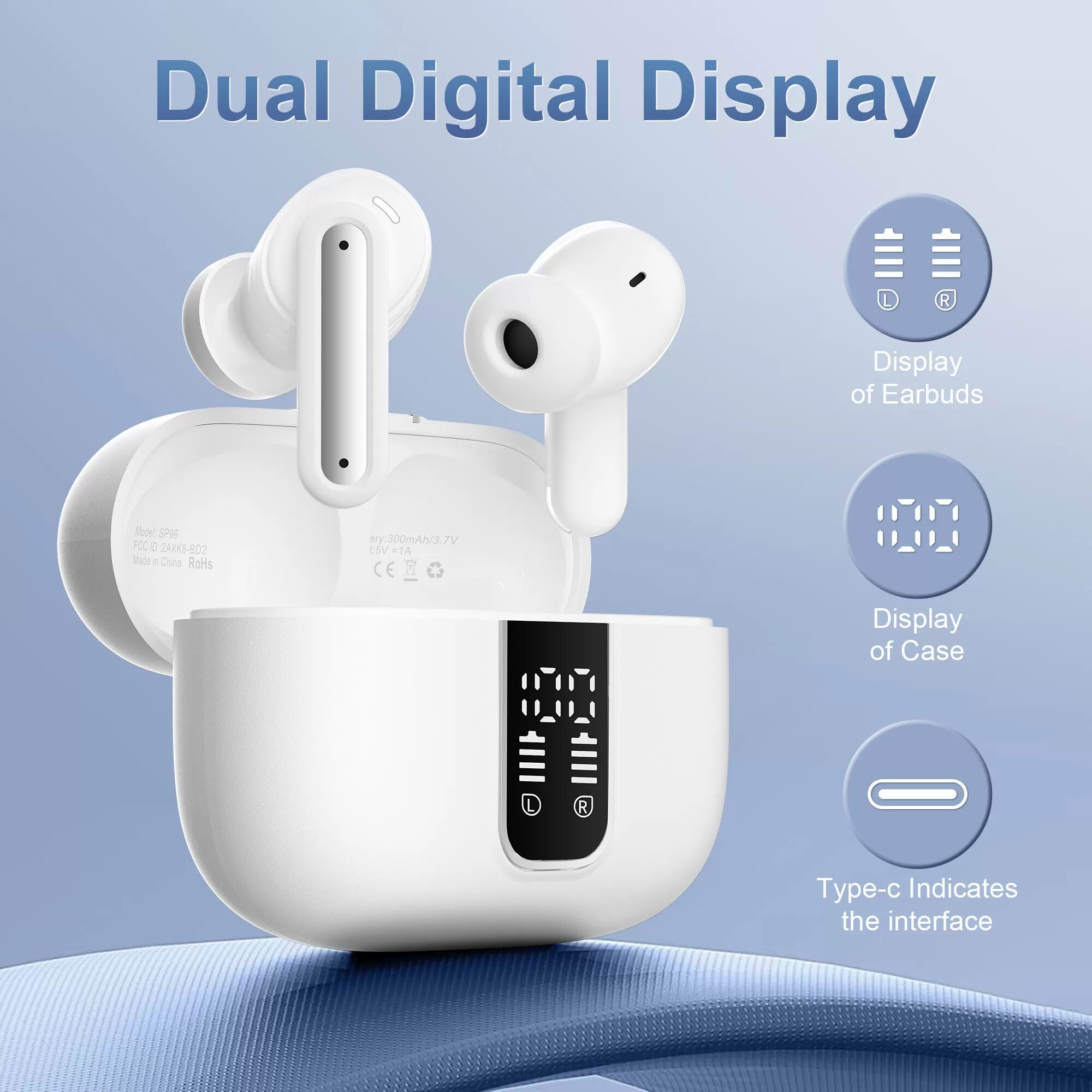 INF SP99 Weiße Bluetooth-Ohrhörer: Geräuschunterdrückung & Lange Lebensdauer Weiß