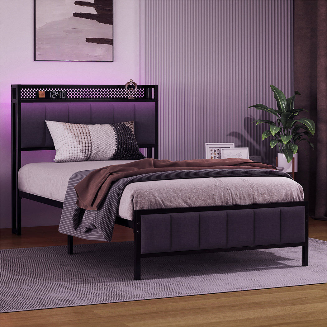 17 Stories Upholstered Bed Grey Single Short (90 x 160cm)