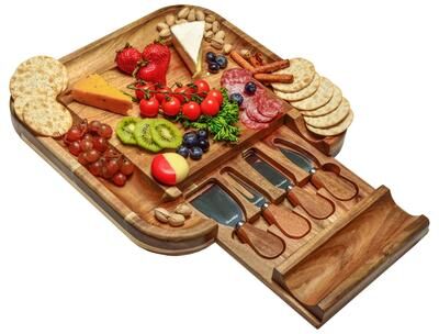 Picnic at Ascot - Acacia Charcuterie Board with Cheese Knife Set