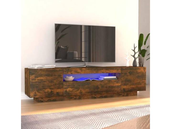 HFXHIJXQ TV Sideboard mit RGB LEDs 160x35x40 cm Räuchereiche Holzwerkstoff Modernes Fernsehschrank für Wohnzimmer Schlafzimmer