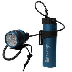 Nanight - Sidemount Tauchlampe Tech 2 mit Ladeanschluss - 135cm Kabel - Farbe: Blau